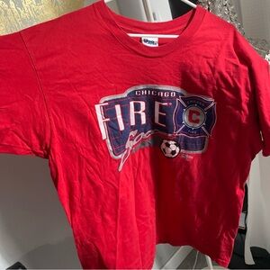 Vintage Pro Player Chicago Fire Soccer T Shirt Size XL Red 90s Made In USA